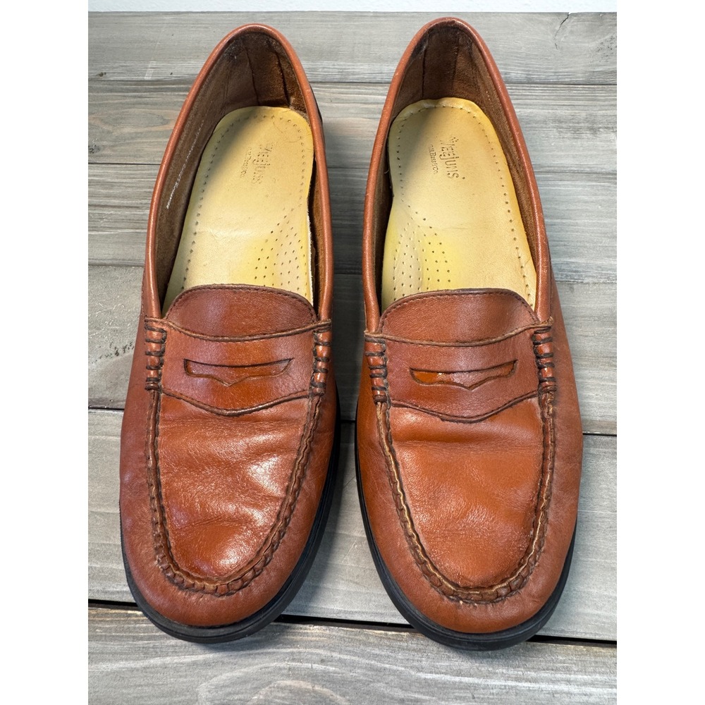 GH Bass Weejuns Katherine Brown Cognac Leather Penny Loafers 3036 Classic 8.5 M